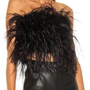 Lamarque feather black crop top